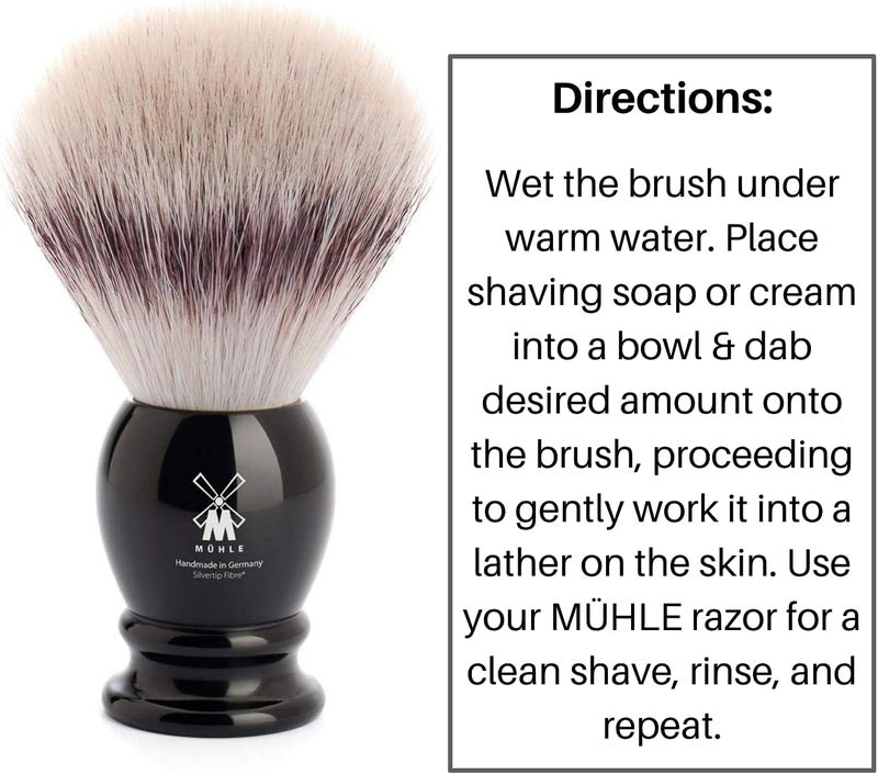 MÜHLE Classic Shaving Brush with Silvertip Fibre Bristles and Black Resin Handle - Image 4